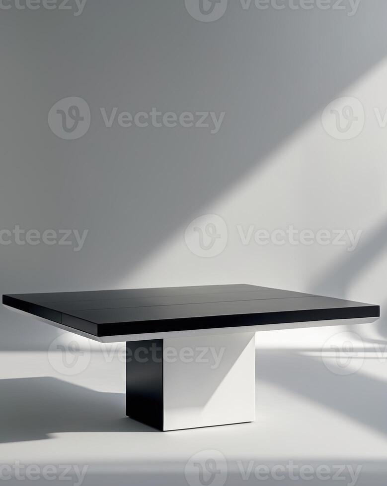 A black and white table with a white base photo