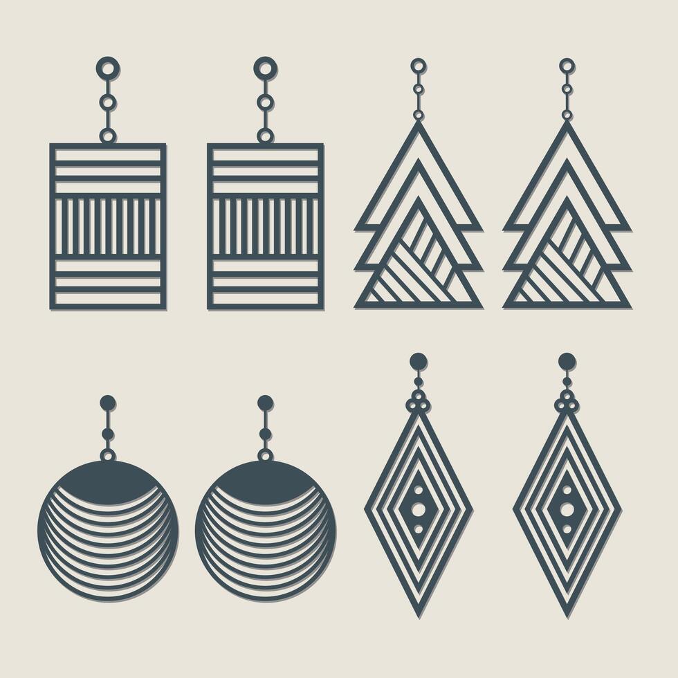 Geometric shape earring laser cut vector