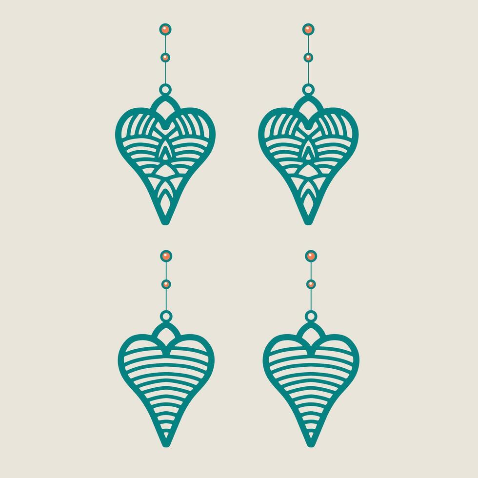 Set of love shape earring laser cut vector