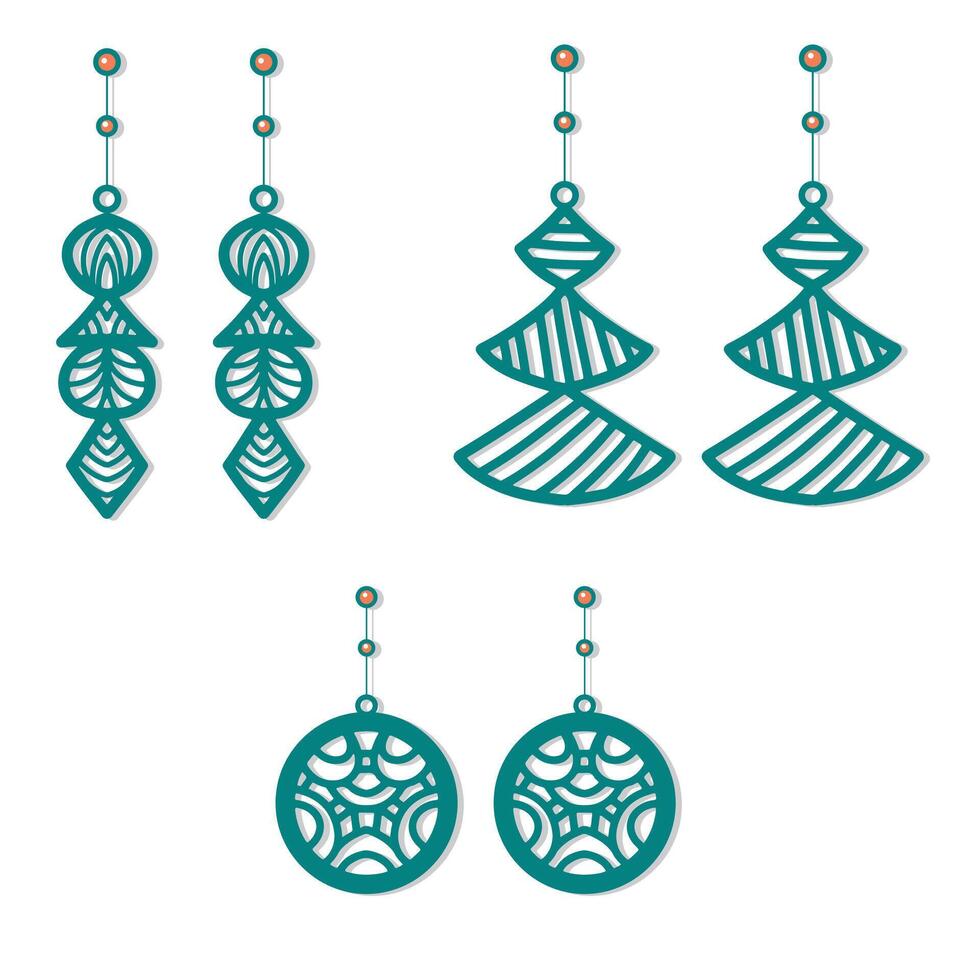 Set of earring laser cut vector