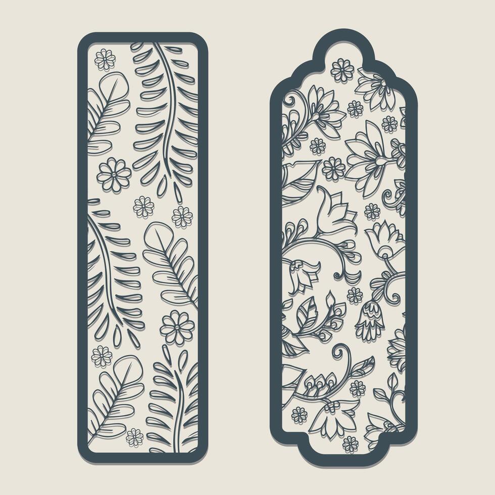 Floral bookmark laser cut vector