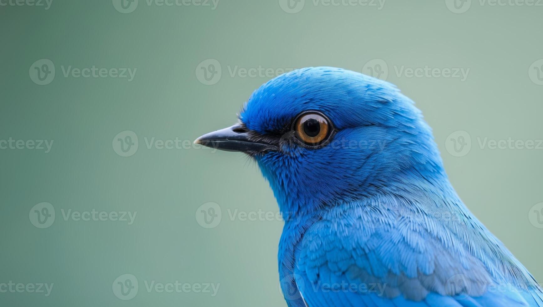 A close up of a blue bird with a green background photo