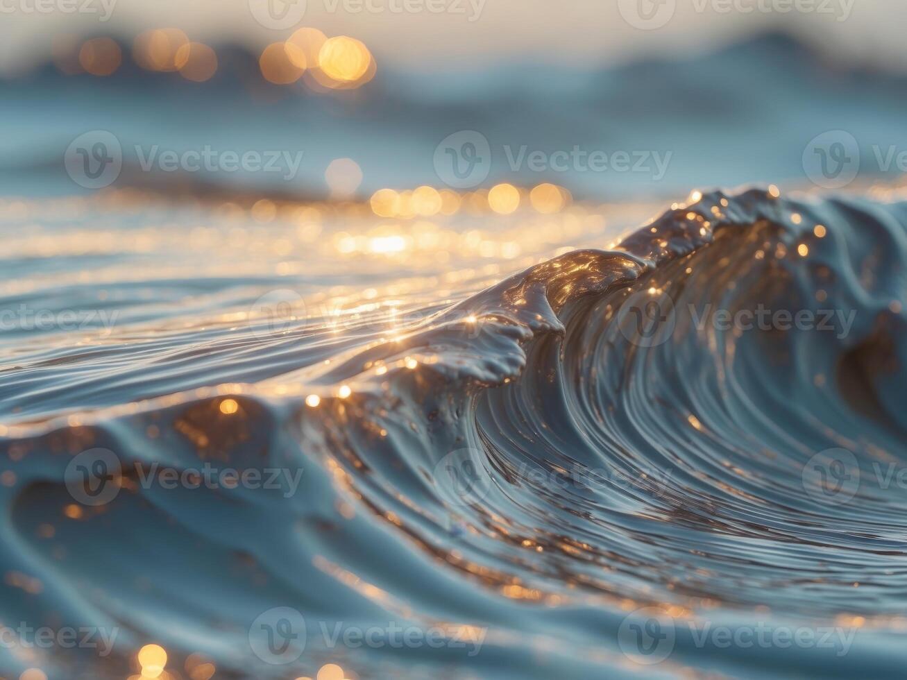 A wave is shown in the ocean at sunset photo