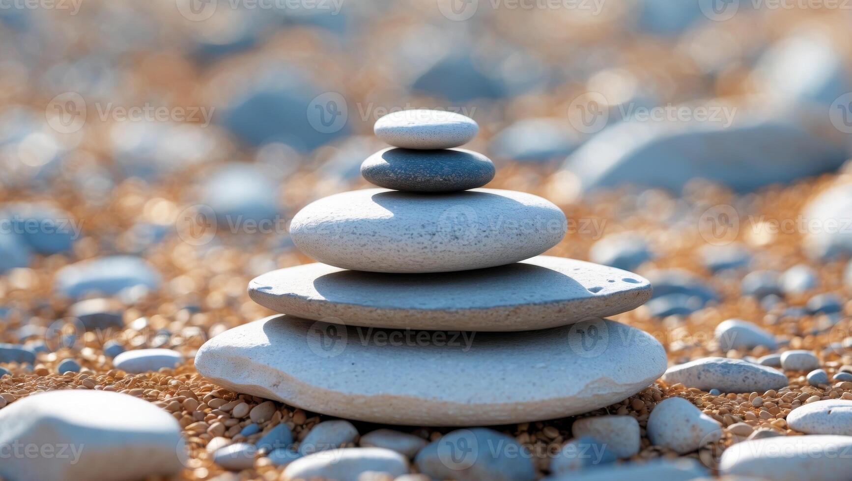 A stack of stones on a sandy beach photo