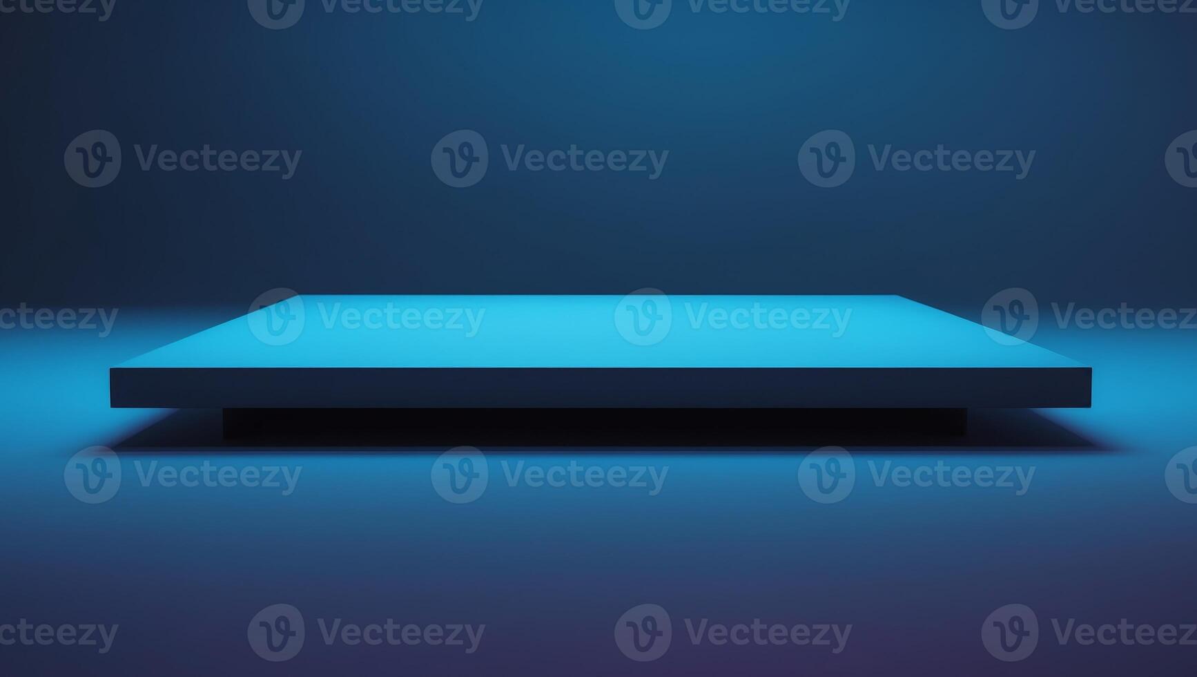 A blue table with a light on it photo