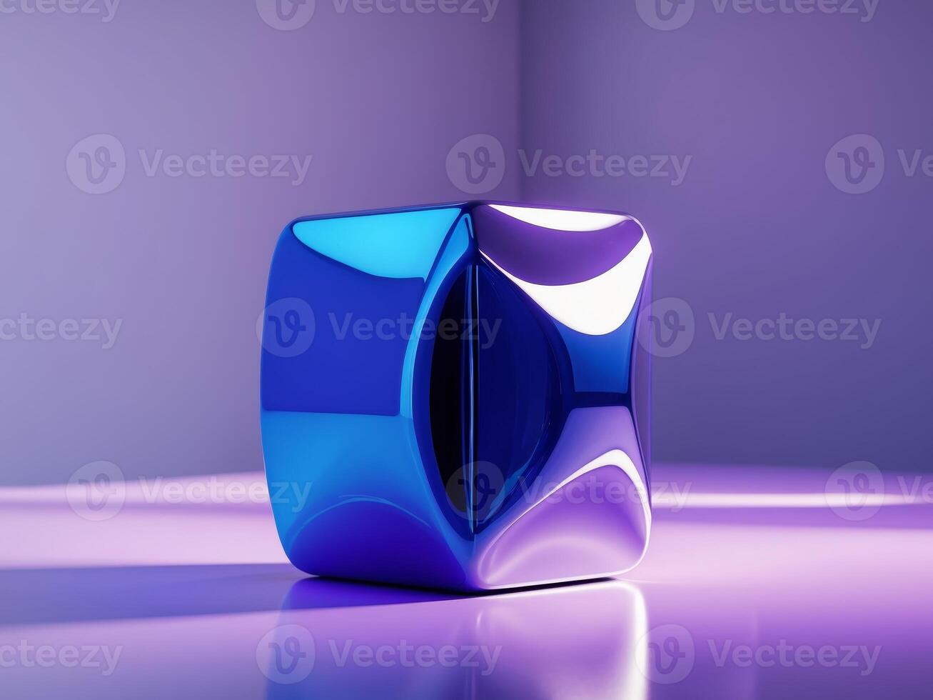 A blue cube with a purple light on top photo