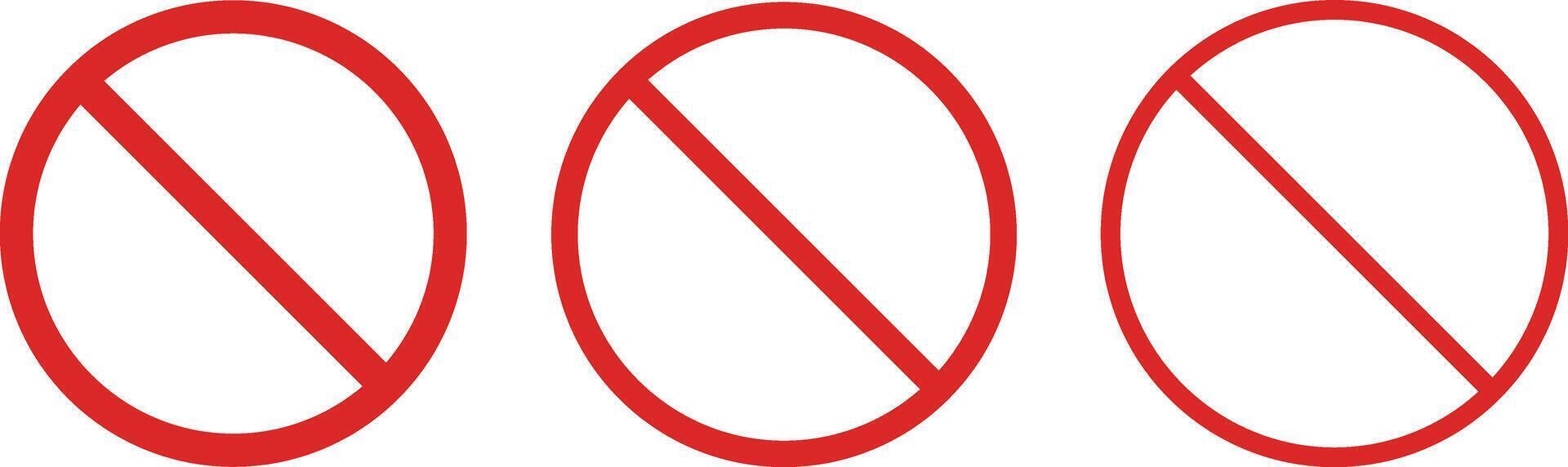 Forbidden sign set . Prohibition sign set . Red stop sign. Slash sign . illustration vector