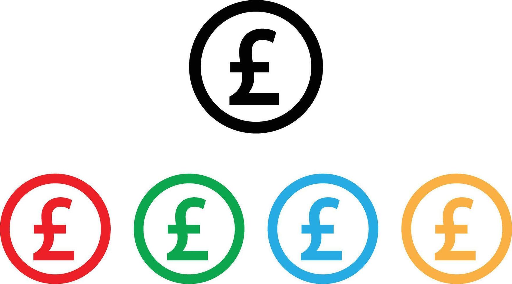 Colorful British pound icon set in different colors . Sterling pound icon . illustration vector