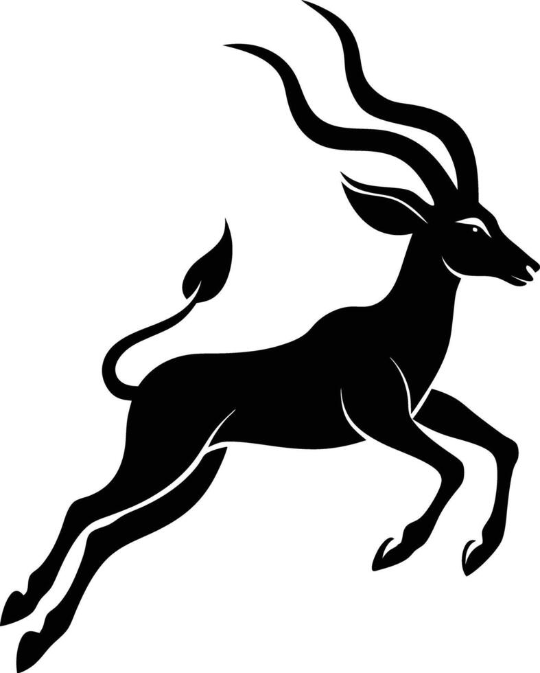 A black and white drawing of a deer graceful leaping vector