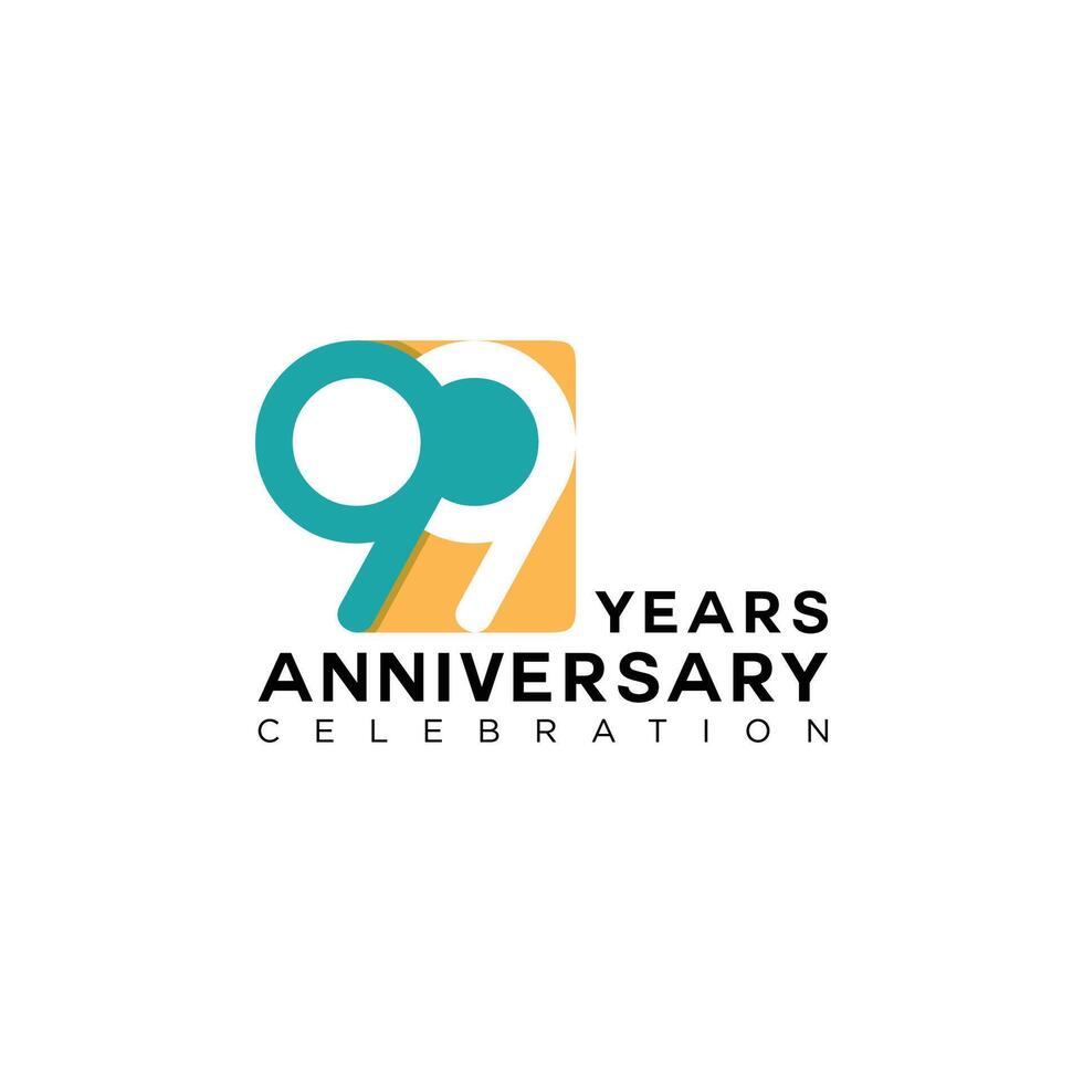 99 Years Anniversary Celebration, Number Template Design Illustration. vector