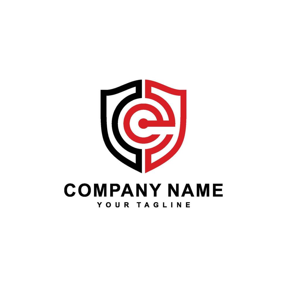 Initial CE or CE with the concept of shield logo design illustration vector