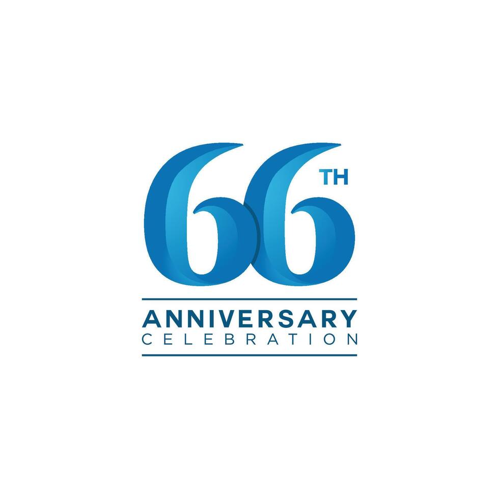 66 Years Anniversary Celebration, Number Template Design Illustration. vector