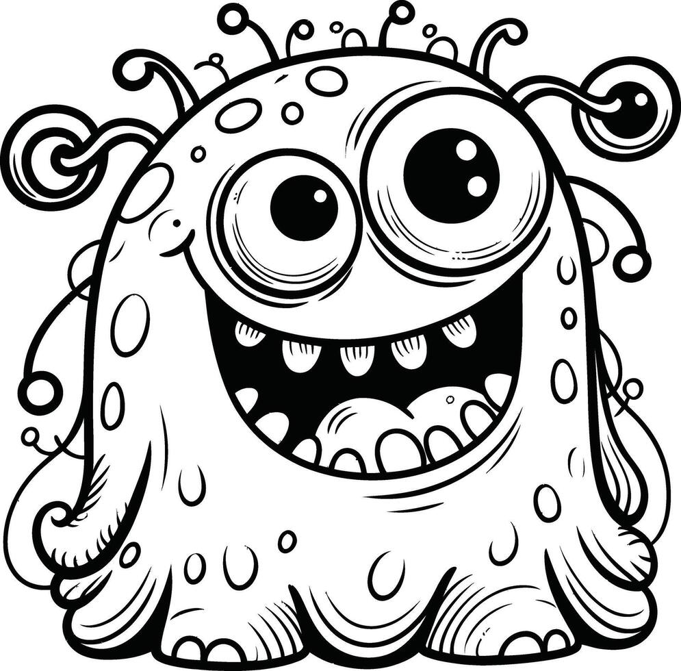 printable monster coloring pages, kids coloring line art vector