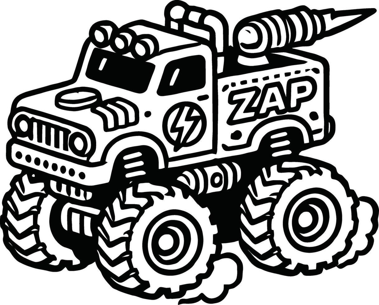 Monster truck coloring pages, Fun Monster Truck Coloring Sheets for Children vector