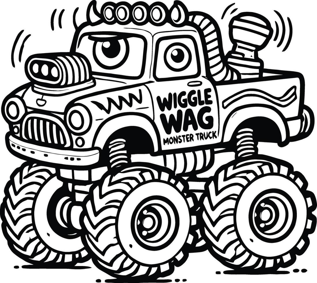 Colorful Monster Trucks for Kids to Color, truck coloring pages vector