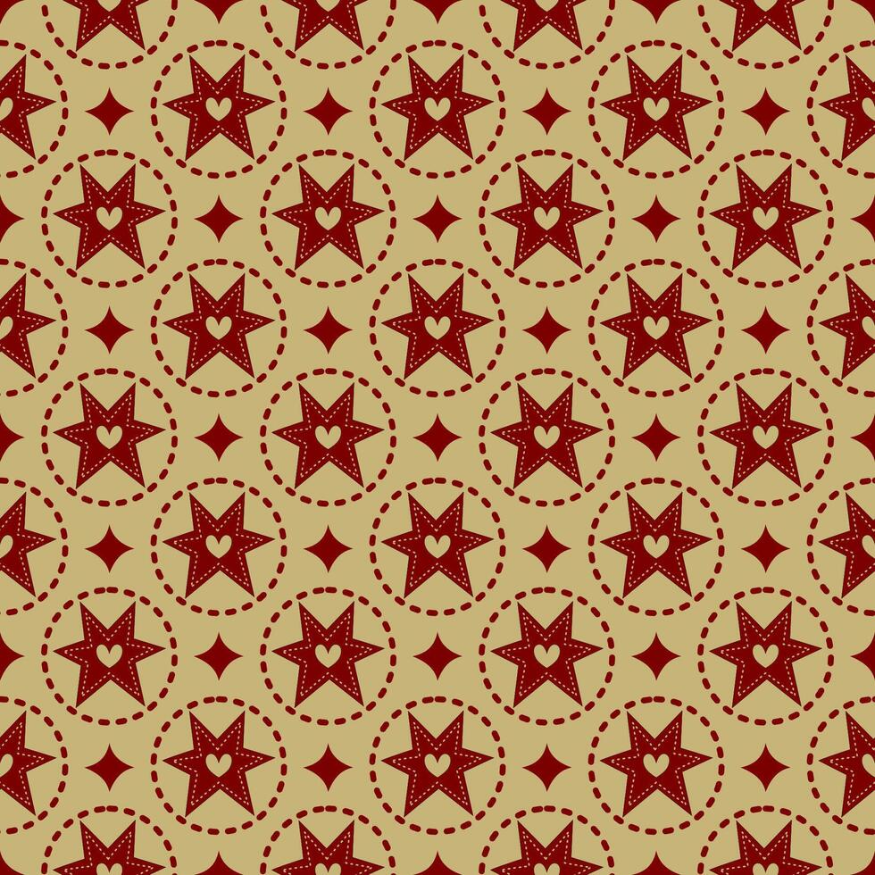 Heart in star of crimsom color on golden background. vector