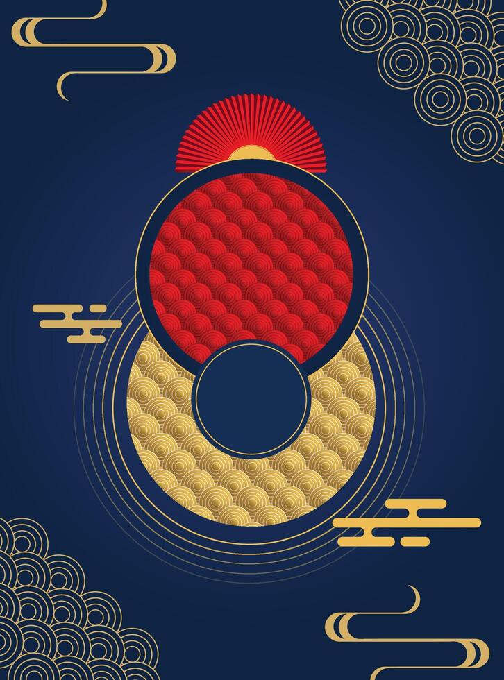 Chinese New Year with circle ornament. Portrait banners, greeting cards, design traditional Chinese designs. vector