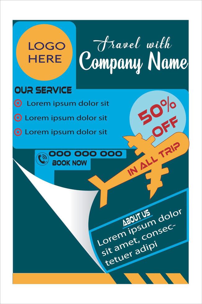 Travel and tourism background. Tourism company flyer, poster or brochure template. vector