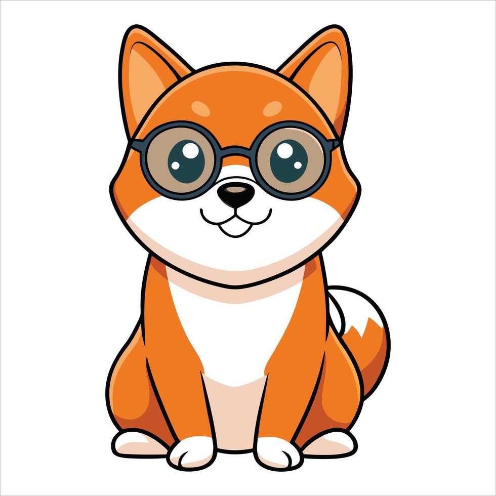 Akita dog doctor sitting and looking . vector