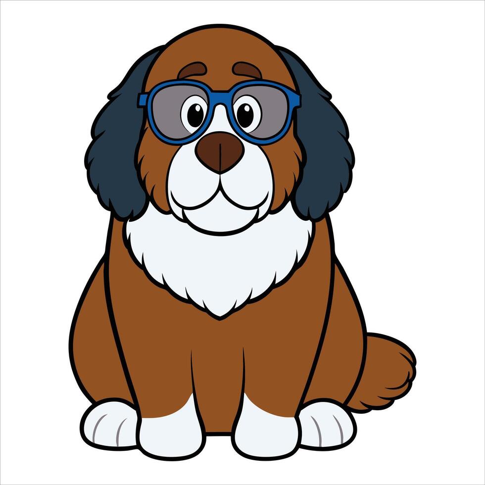 Newfoundland dog doctor sitting and looking vector