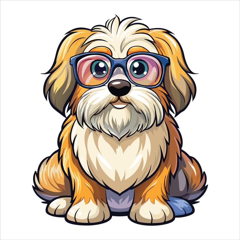 Havanese dog doctor sitting and looking. vector