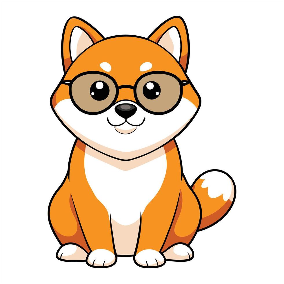 Akita dog doctor sitting and looking. vector