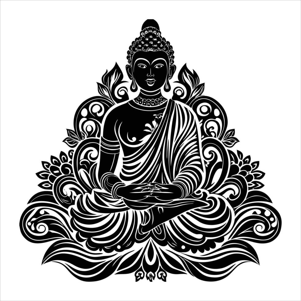 Buddha outline sitting vector