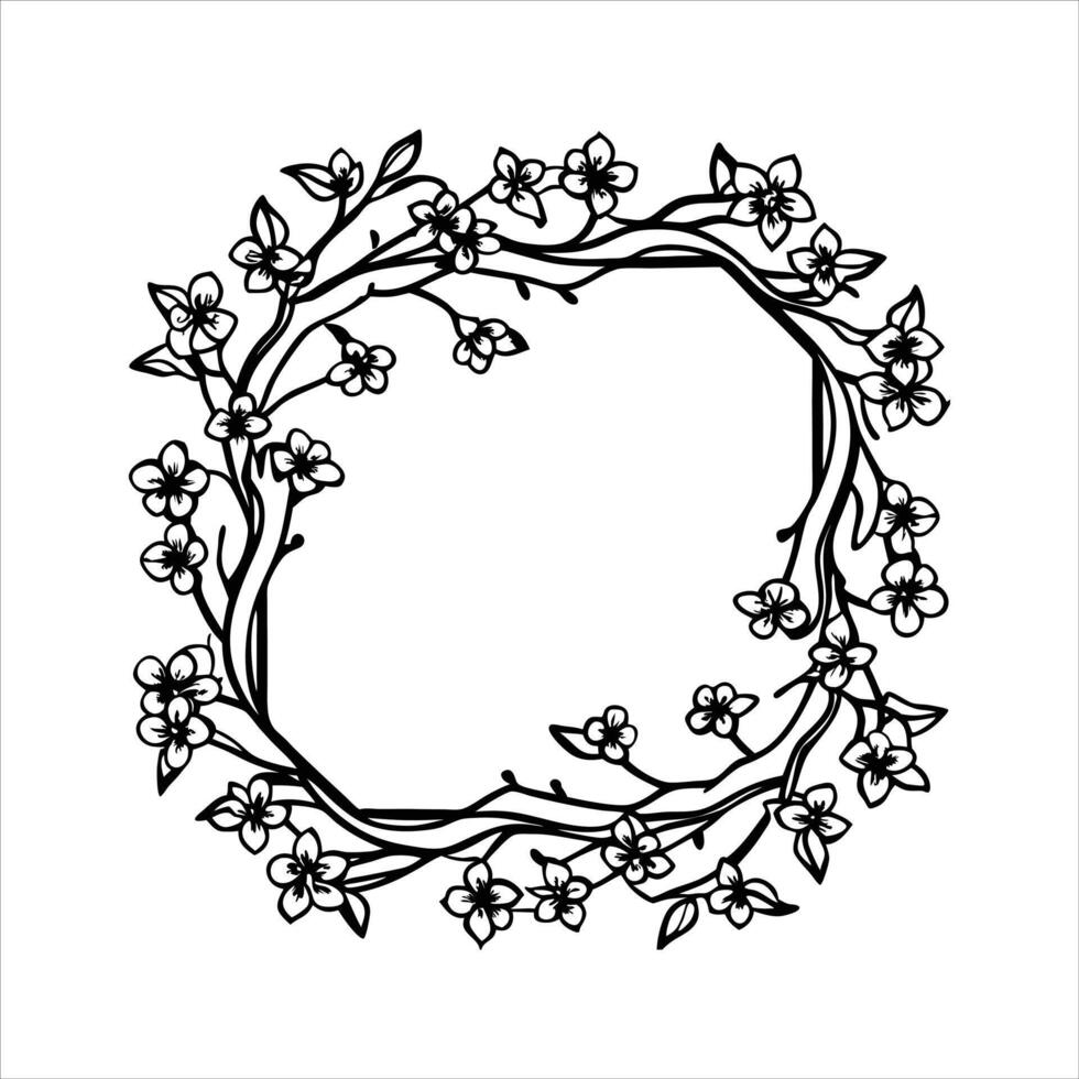 Cherry Blossom Frame . vector