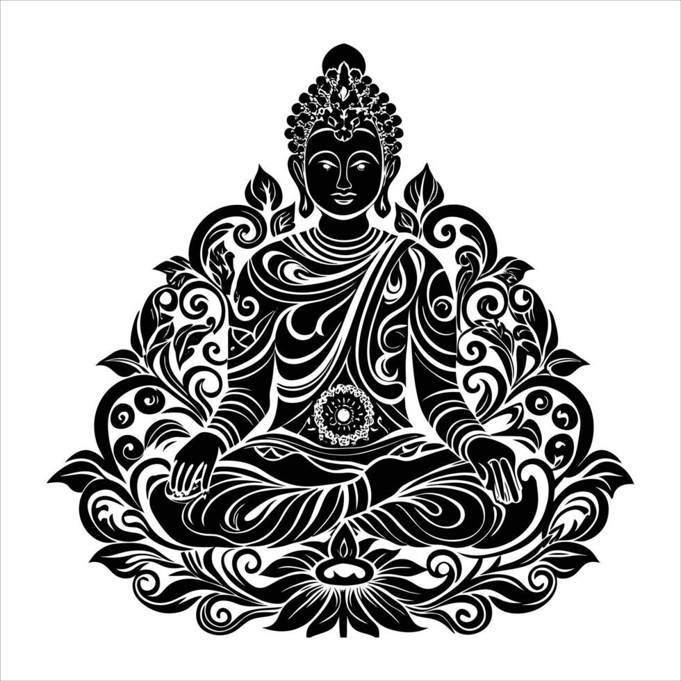 Seated buddha silhouette. vector