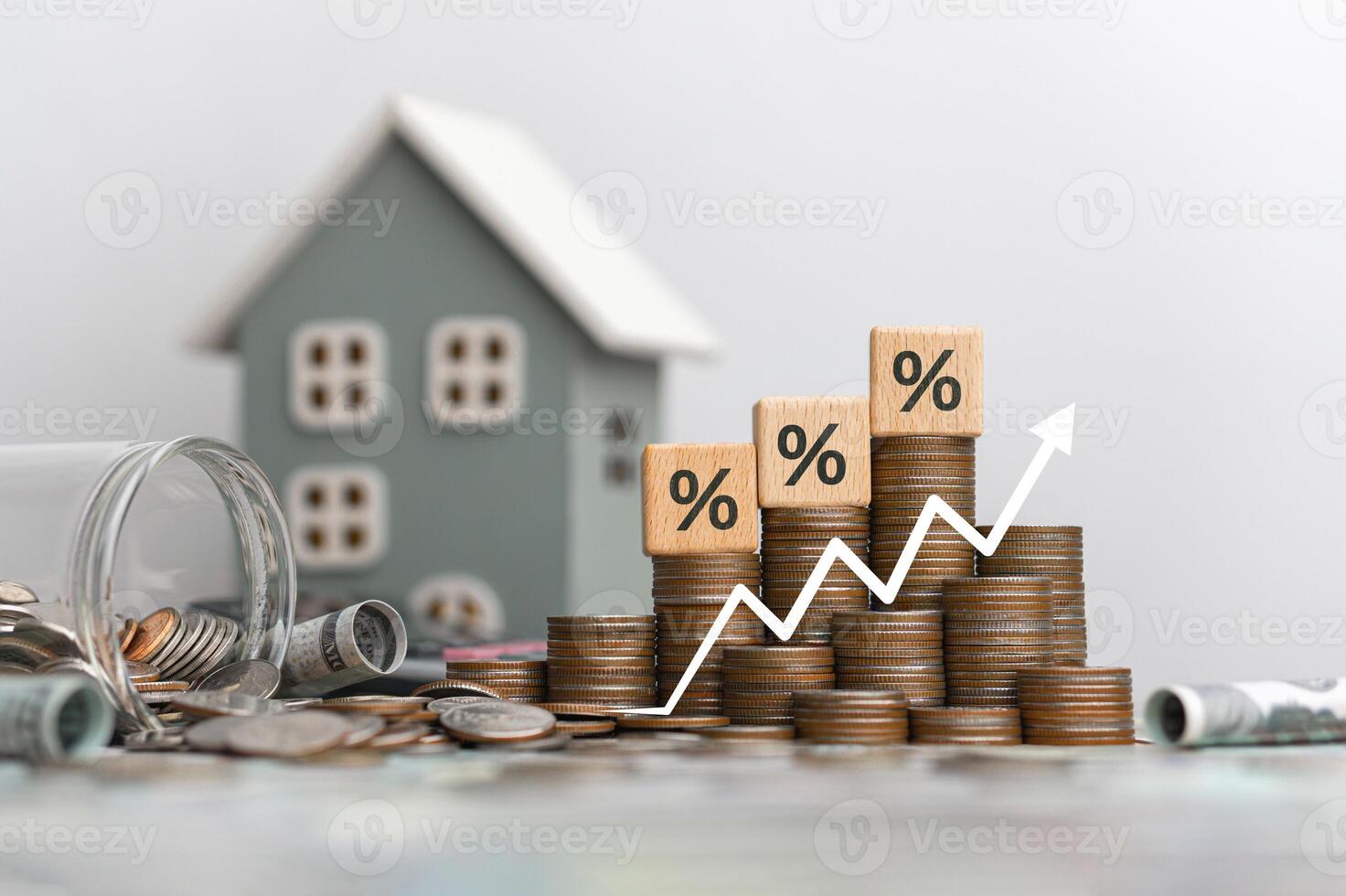 Real Estate Tax Concepts, Investment Planning, Real Estate Interest Rates. Home Purchase Price, Fees, Mortgage, Interest, Rent, Cash, Loans and Home Insurance. photo