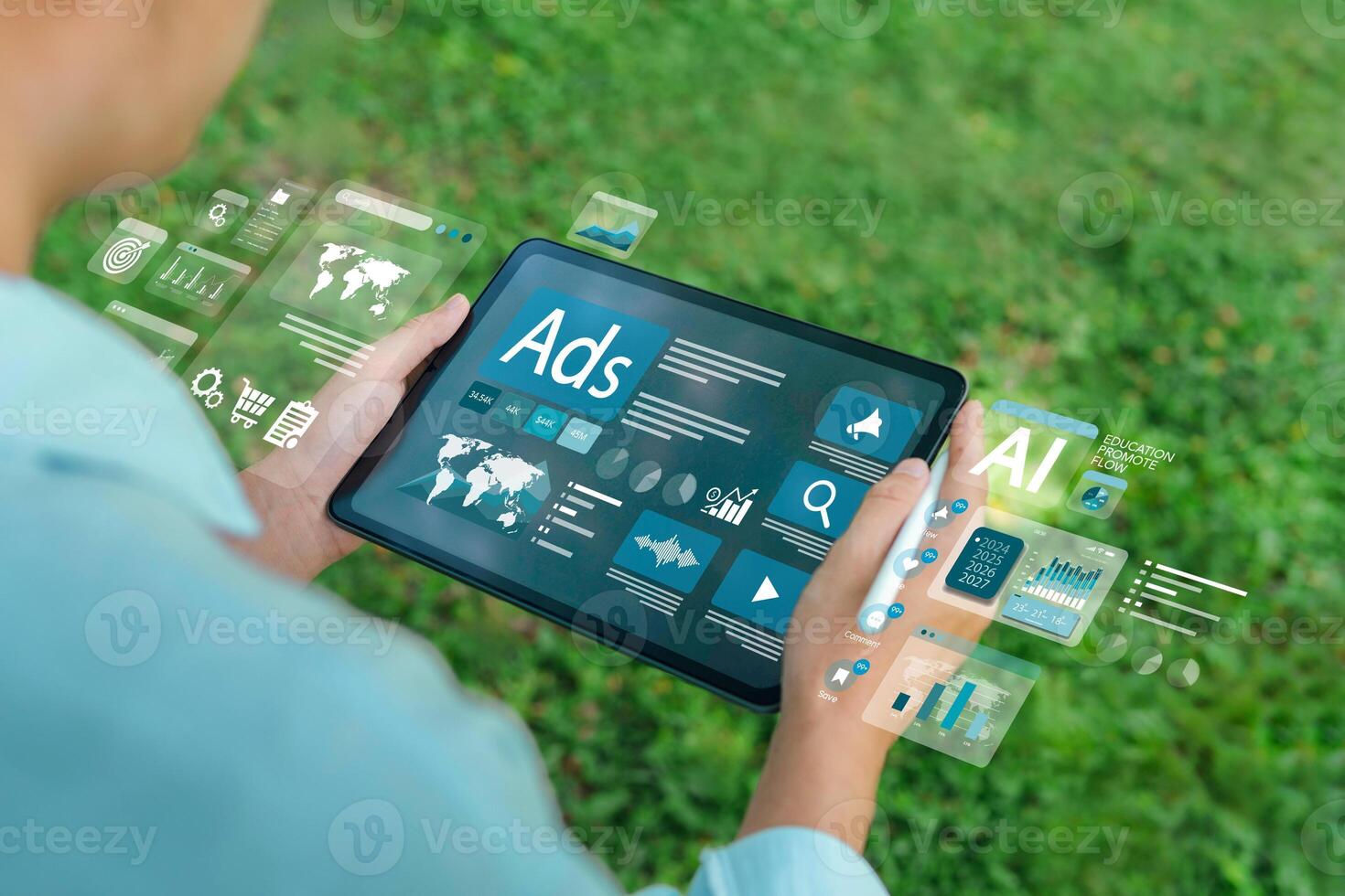 Online sales concept of digital marketing, ad, product ads, promotion of products or services through digital tools. Online advertising concept Internet advertising digital marketing Social media photo