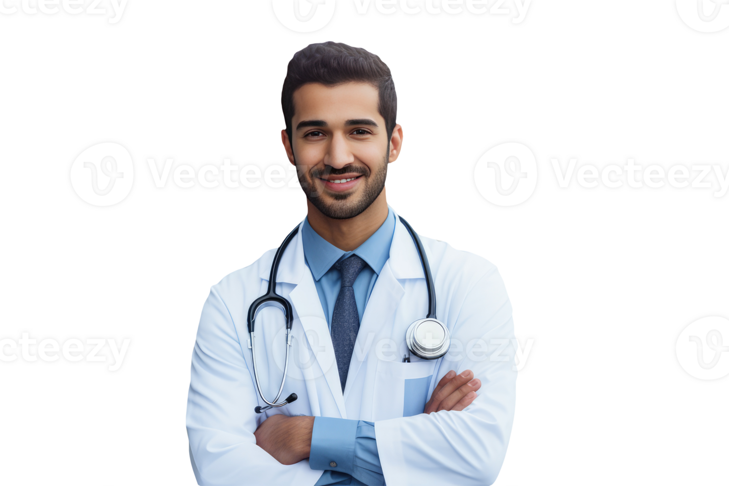 Isolated Young Doctor Standing with Hand Crossed Character Created By . png