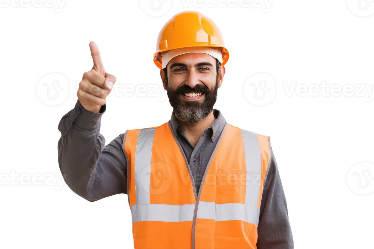 Happy Mature Construction Worker Giving Thumb Up Character Created By . png