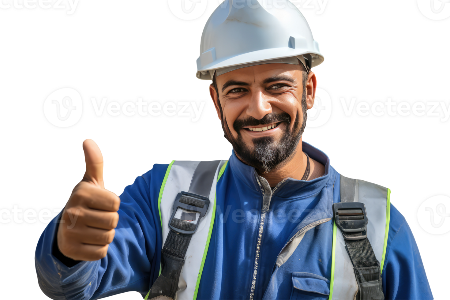 Happy Mature Construction Worker Giving Thumb Up Character Created By . png