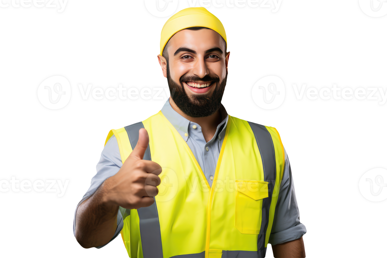 Happy Arabic Construction Worker Giving Thumb Up Character Created By . png