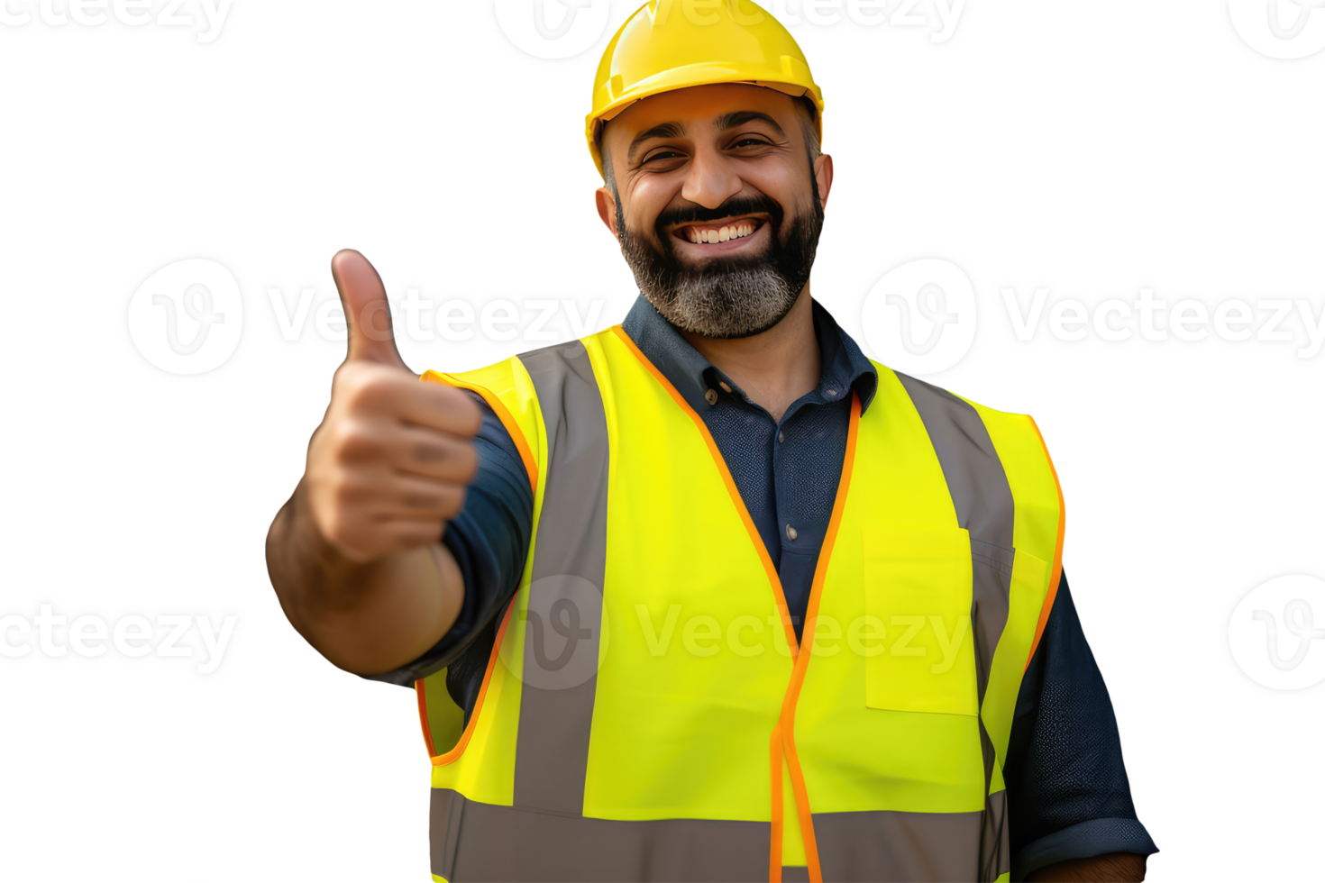 Happy Mature Construction Worker Giving Thumb Up Character Created By . png