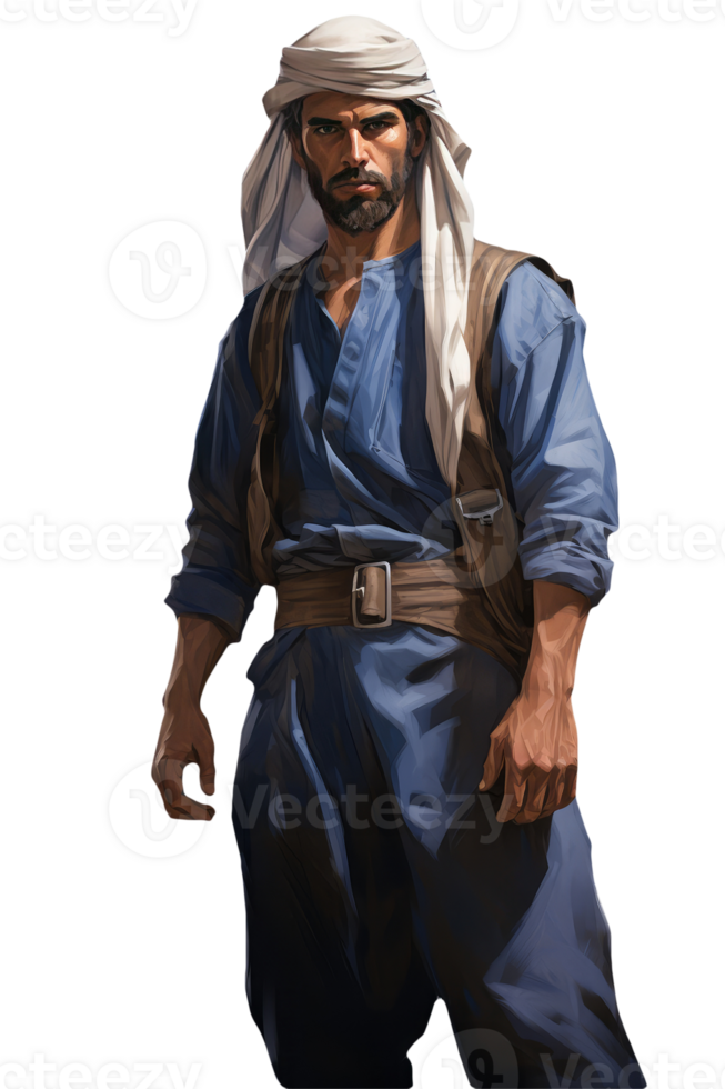 Isolated Arabic Worker Portrait Wearing Grey Attire. . png