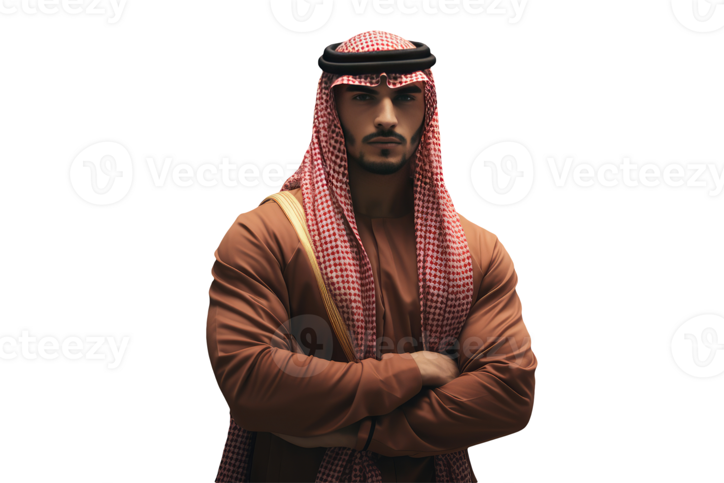 Closeup Portrait of Handsome Arabic Man Standing with Hands Crossed. . png