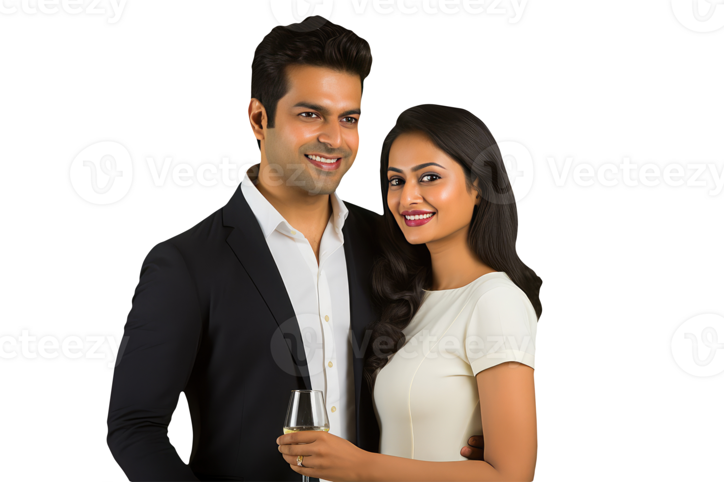 A Young Man and Woman Standing Near and Sharing to Drink Character Created By . png