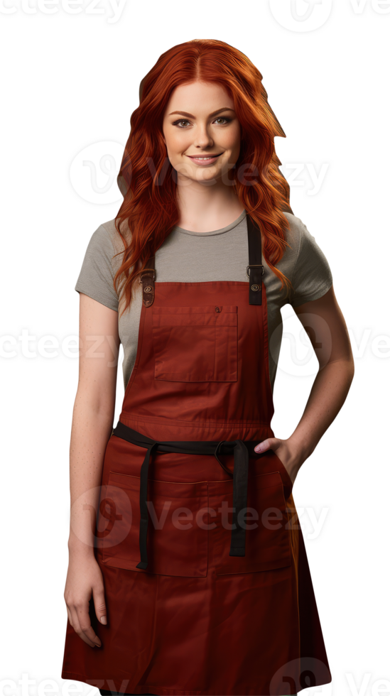 Charming Cheerful Cheery Young Woman Wearing Uniform as Shirt with Apron. A Fictitious Character Created By . png