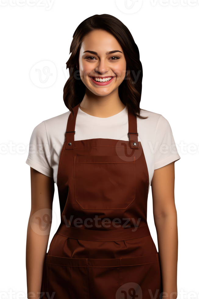 Charming Cheerful Cheery Young Woman Wearing Uniform as Shirt with Apron. A Fictitious Character Created By . png