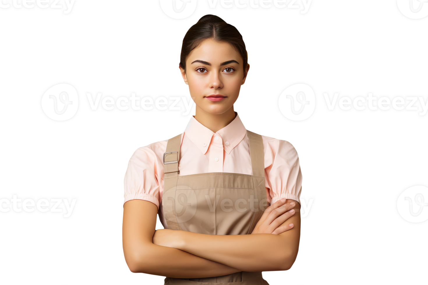 Charming Young Woman Wearing Uniform as Shirt with Apron. A Fictitious Character Created By . png