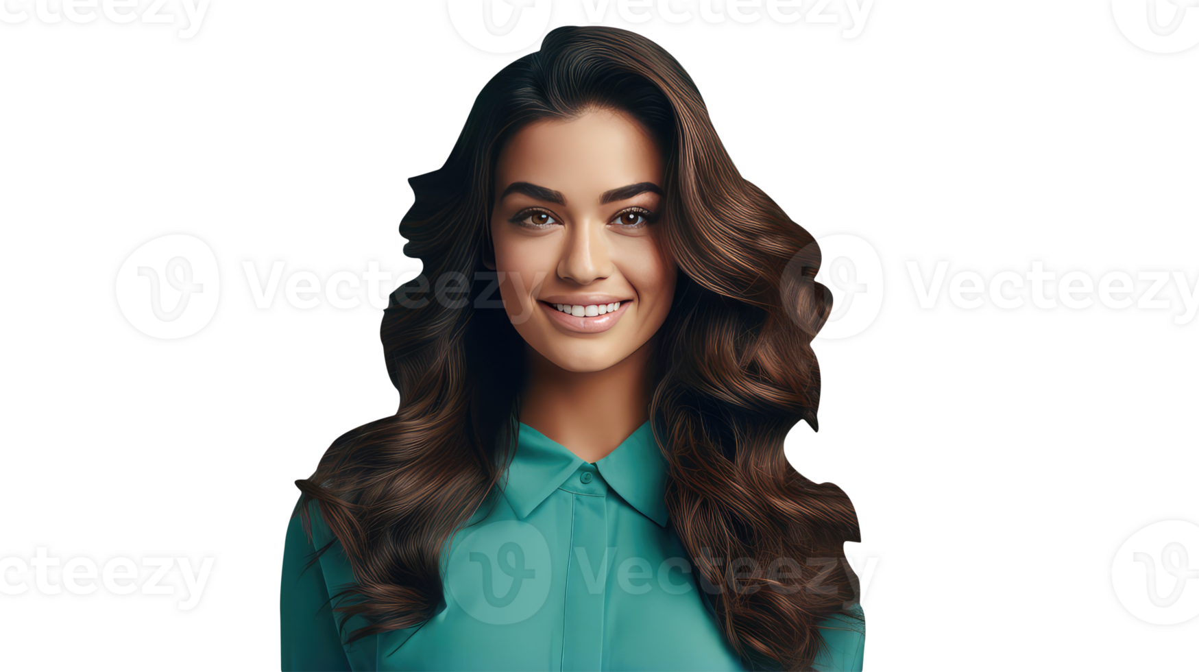Bright Toothy Woman with Smile on Face and Brown Hair. A Fictitious Character Created By . png
