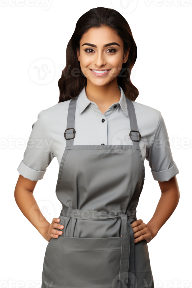 Charming Cheerful Cheery Young Woman Wearing Uniform as Shirt with Apron. A Fictitious Character Created By . png