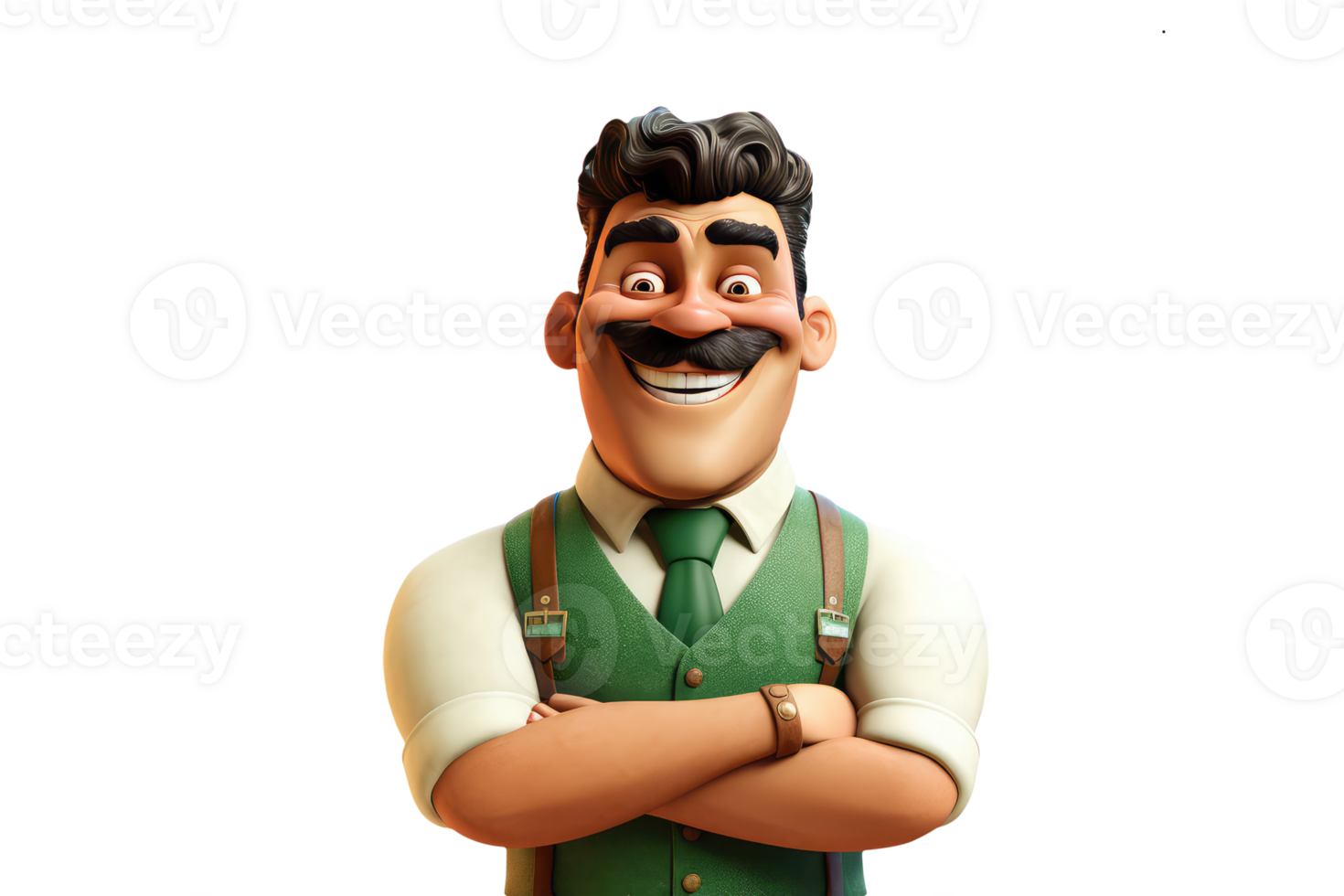 Charming Cheerful Cheery Young Man Wearing Uniform as Shirt with Apron. A Fictitious Character Created By . png