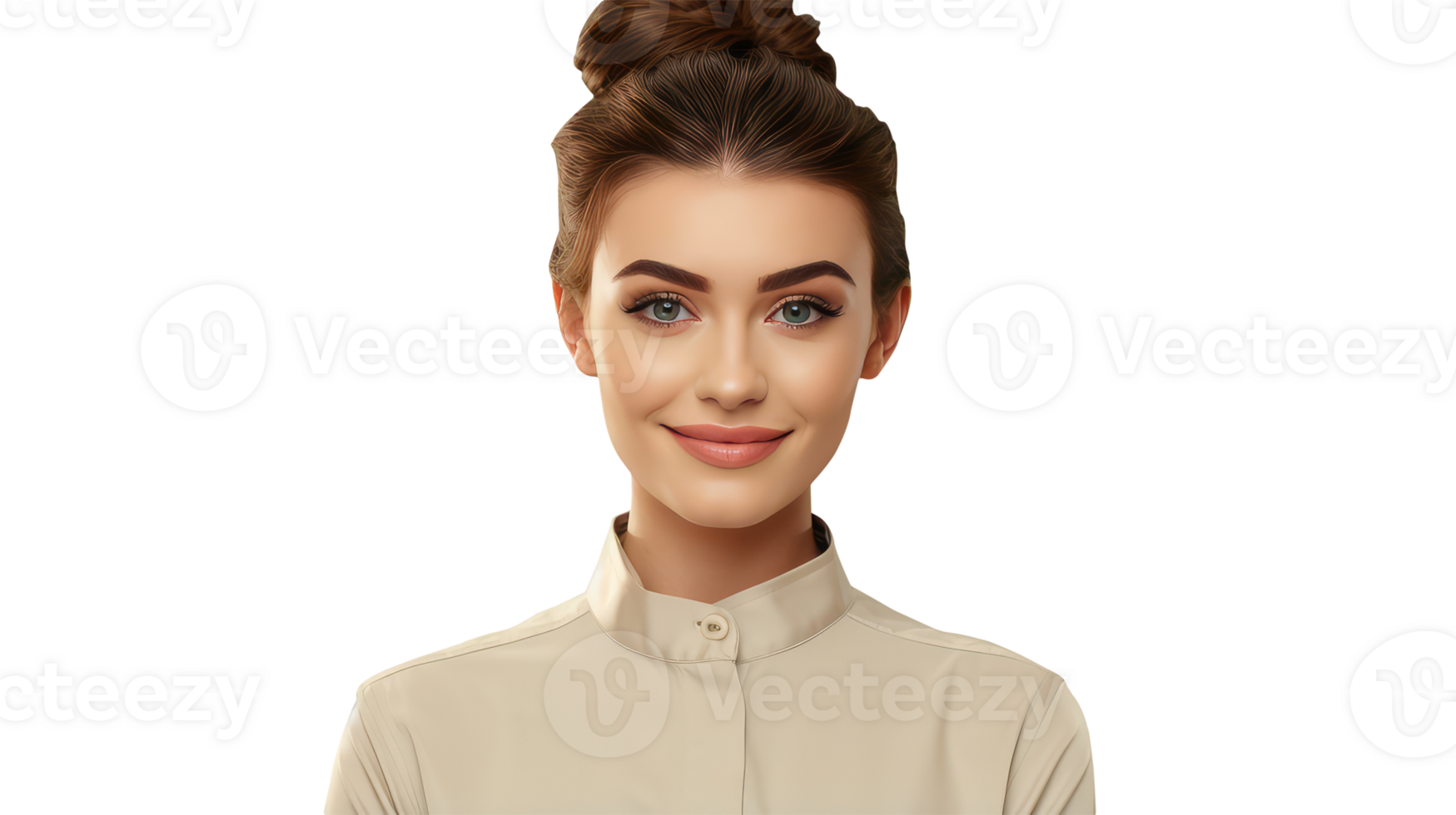 Smiling Young Woman Wearing White Shirt and Golden Hair. A Fictitious Character Created By . png
