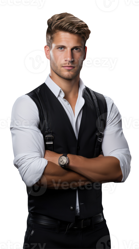 A Well Dressed Man while Vest Coat, Shirt and Golden Hair. A Fictitious Character Created By . png