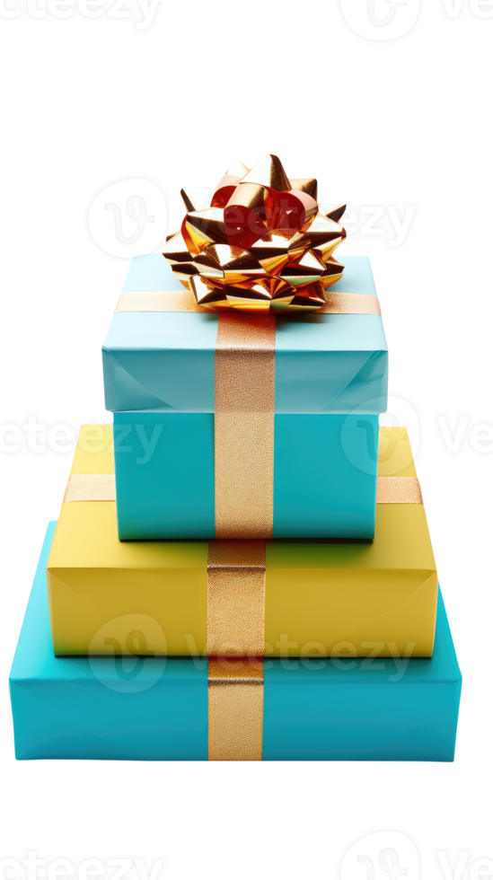 Two Beautiful Color Wrapped Box with Golden Ribbon for Celebrate Happiness, Volunteer Donation. png