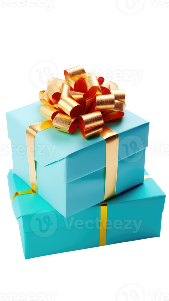 Two Beautiful Blue Wrapped Box with Golden Ribbon for Celebrate Happiness, Volunteer Donation. png