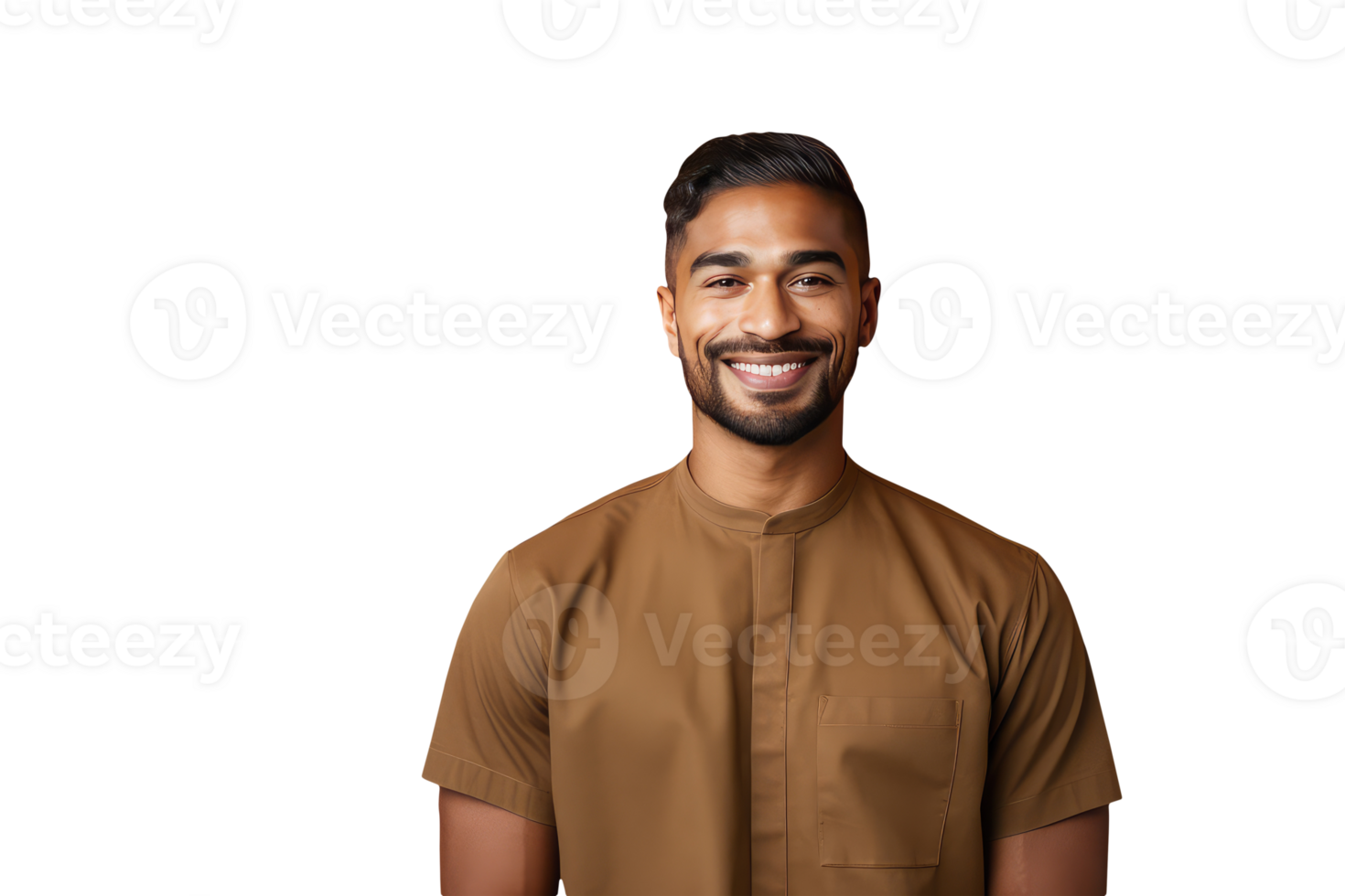 Portrait of Cute Smiling Indian Handsome Man Wearing Brown Kurta. A Fictitious Character Created By . png